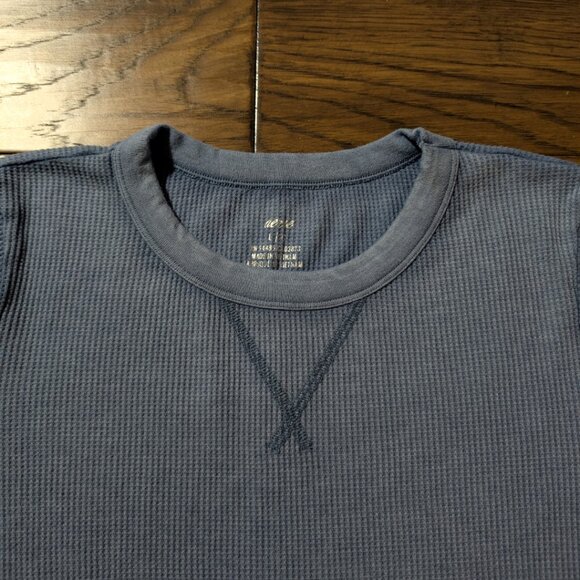 aerie waffle long sleeve t shirt blue size large - Picture 2 of 14